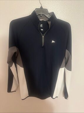 Cutter & Buck Navy Quarter-Zip Performance Quarter Zip with Gray & White Panels